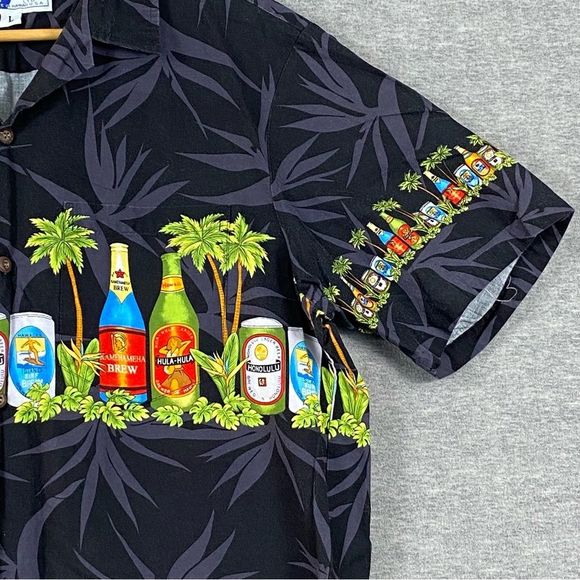 Styled by RJC Mens Multicolor Beer‎ Graphic Hawaiian SS Button Down Size L - Picture 5 of 10